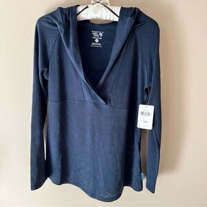 NWT Mountain Hardwear Navandella Hoody Womens Small Navy Blue Shirt Top Hoodie